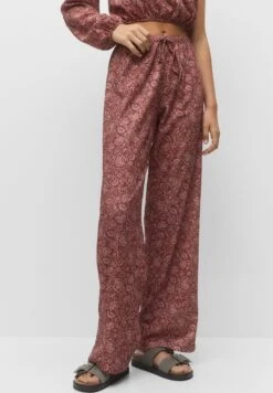 PULL & BEAR Loose-Fitting With Print - Pantaloni - Red