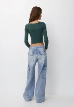 PULL & BEAR Trim DetailMaglietta A Manica LungaDark Green Donna T-shirt E Top PUC21D2KG-M11 -Moda Femminile 0467c794a03f4b55b91202d169e08a5c