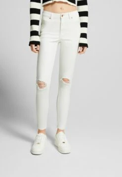 BERSHKA VintageJeans Skinny FitWhite Donna Jeans BEJ21N0H9-A11
