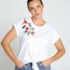 Mit Gestickten Blumen Und Kopf UntenT-Shirt Con StampaWhite Donna T-shirt E Top C5E21D0DL-A11