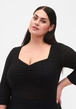 Zizzi Tight-Fitting With Ruffled DetailCamicettaBlack Donna Camicie E Bluse Z1721E2LR-Q11 -Moda Femminile 1f532aaebdbe4432b75ed414ad528d27