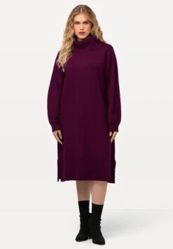 Ulla Popken Col Brede Zoom Lange MouwenAbito In MagliaPflaume Donna Vestiti UP121C0XP-I11