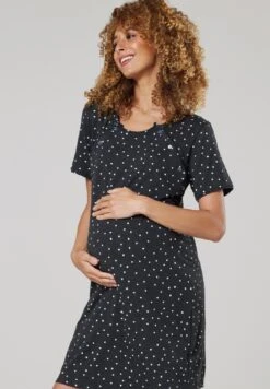Happy Mama Camicia Da NotteGraphite Melange With Dots Donna Intimo Notte E Loungewear H3T89J009-C12
