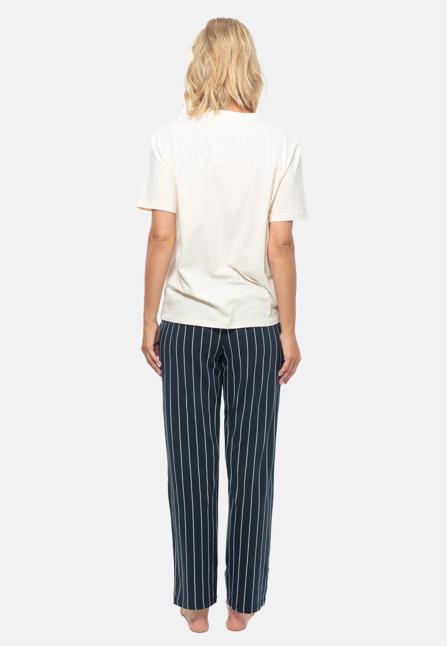 Schiesser Organic PigiamaBlau Gestreift Creme Donna Intimo Notte E Loungewear S5921T000-T11 3 Schiesser Organic PigiamaBlau Gestreift Creme Donna Intimo Notte E Loungewear S5921T000-T11 - immagine 3