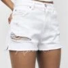 PULL & BEAR Mom-Fit - Shorts Di Jeans - White