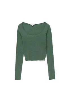 PULL & BEAR Trim DetailMaglietta A Manica LungaDark Green Donna T-shirt E Top PUC21D2KG-M11 -Moda Femminile 7a9d0cc0858e47e5b5c08331e51f13f7