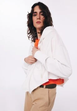 Twist Raw Edge DetailedFelpa Con ZipEcru Donna Felpe TWG21J02I-A11 -Moda Femminile 8481243024714baba84e51311a0e5ee7