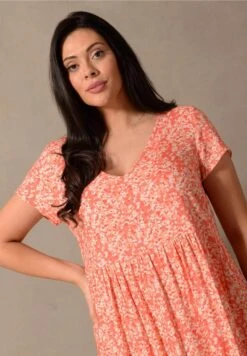 Ditsy Print Print V Neck Short SleevVestito EstivoOrange Donna Vestiti L0J21C0I1-H11 -Moda Femminile 8cdf1eebca7042f1af36a39c009b01b5