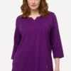 Ulla Popken Maglietta A Manica LungaDunkles Violett Donna T-shirt E Top UP121D2HL-I11