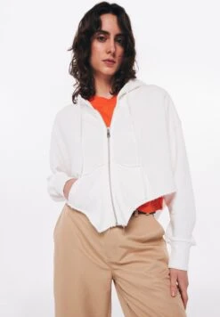 Twist Raw Edge DetailedFelpa Con ZipEcru Donna Felpe TWG21J02I-A11