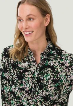 Zero Mit Blumen - Abito A Camicia - BlackGreen -Moda Femminile da1609d8529d48f39703b118b4a4c50d