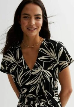 New Look Palm Print Wide LegTuta JumpsuitBlack Pattern Donna Tute Jumpsuit NL021T05S-Q11 -Moda Femminile edb1f0717f964e7dae114960a2fa2d0a