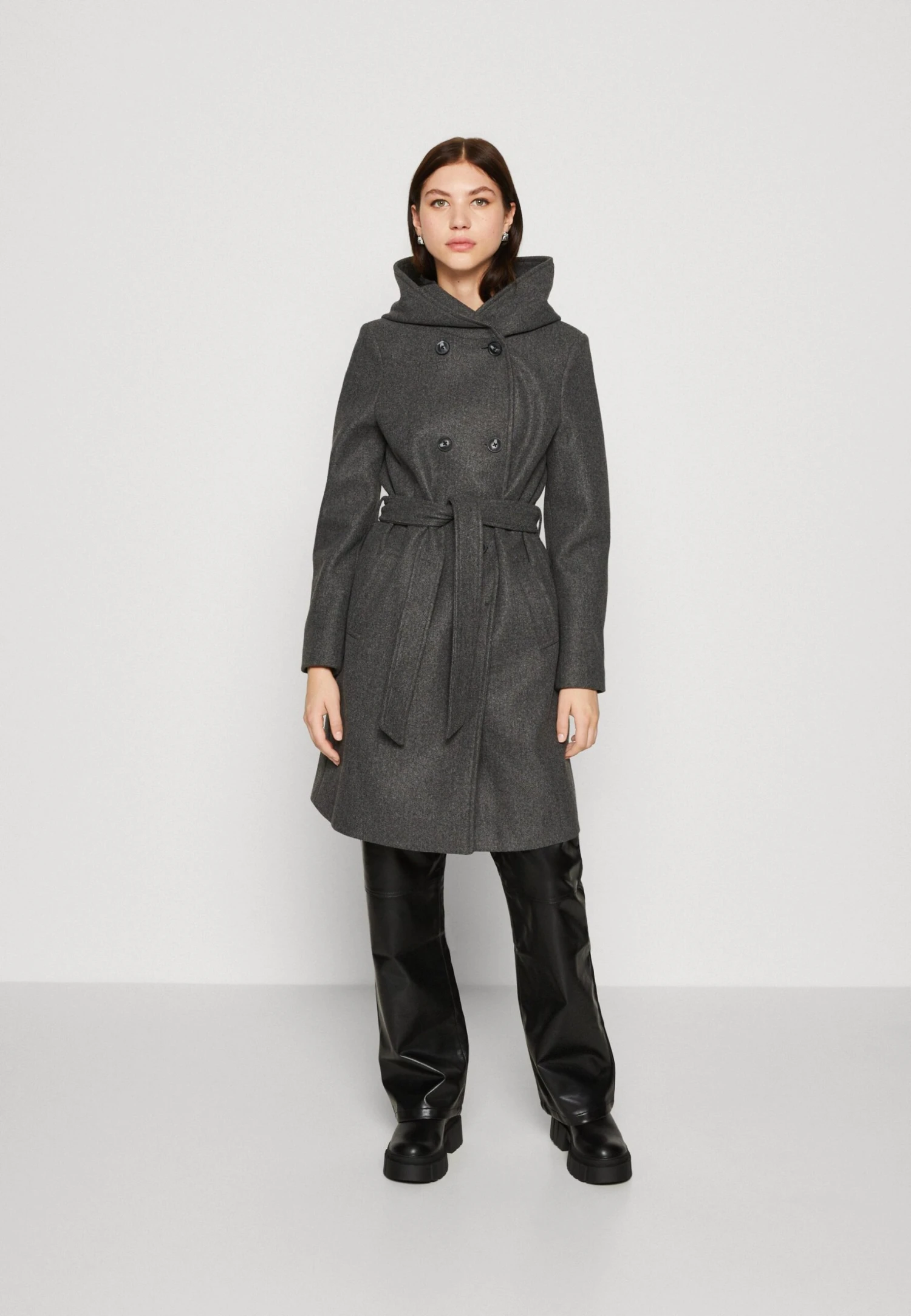 Vero Moda Vmvincefiona CoatCappotto ClassicoDark Grey Melange Donna Cappotti VE121U0TA-C11 1 Vero Moda Vmvincefiona CoatCappotto ClassicoDark Grey Melange Donna Cappotti VE121U0TA-C11